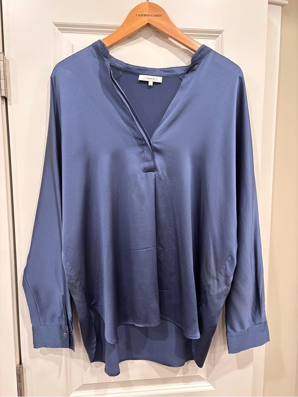 Vince Blue Silk V-Neck Blouse